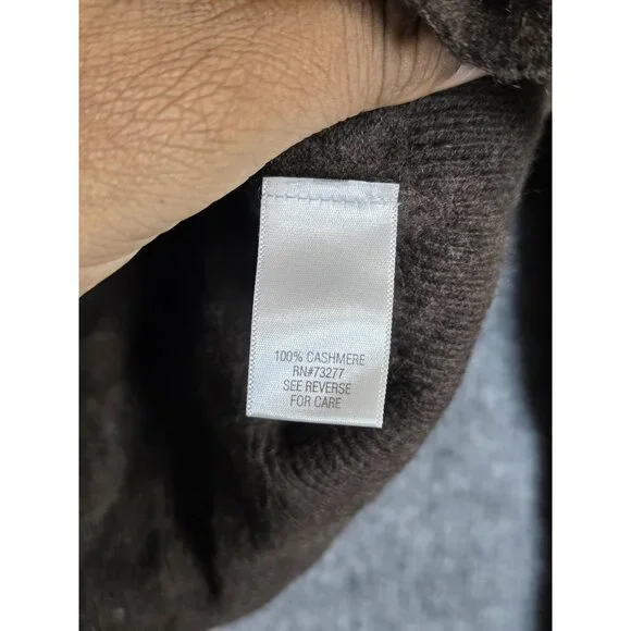 APT 9 Cashmere Cardigan Sweater Womens Medium Brown Argyle Button Front Knit - Picture 4 of 13